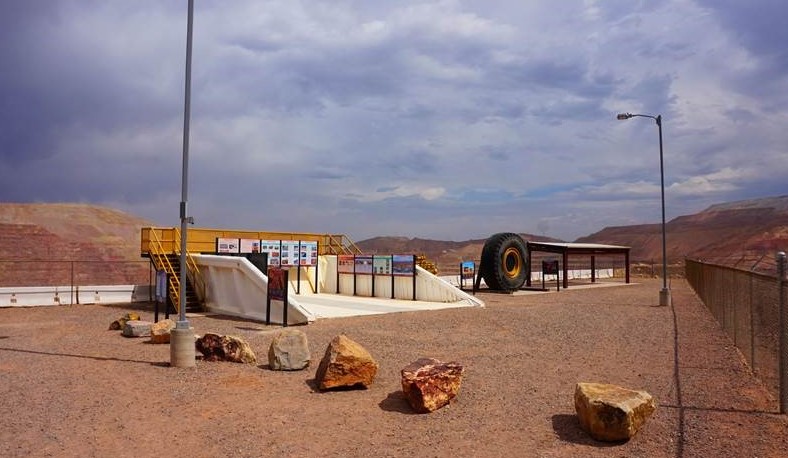 winner The new Morenci Overlook contains a haul truck tire and a covered viewing area.