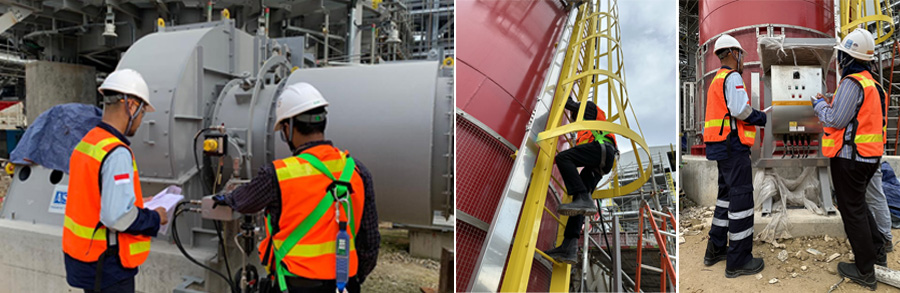 Photos (left to right): Workers at Freeport’s new Manyar smelter complex in Indonesia are ensuring thousands of components are tested, functioning and synchronized as part of the commissioning process; Before the new Manyar smelter becomes operational, all related components in the complex must be checked. These include a new electrorefinery, a precious metals refinery, a gas cleaning and acid plant and a seawater desalination plant; Most of the people involved in the commissioning of the new Manyar smelter will be full-time employees once it is in operation.