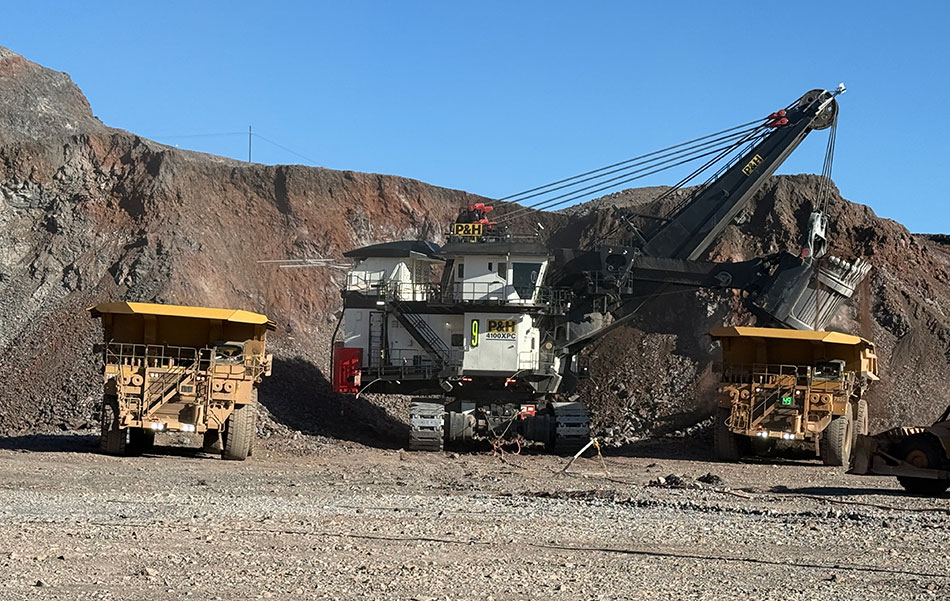 One of Safford’s new shovels loads a haul truck in the Lone Star pit.