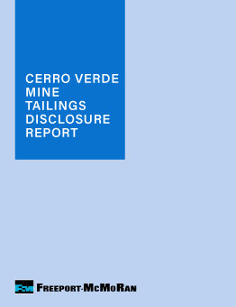 Bagdad Mine Tailings Disclosure Report